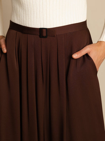 Rosstef 19Momme Silk Yüksek Kemerli Midi Şalvar ile Cep Pusurları
