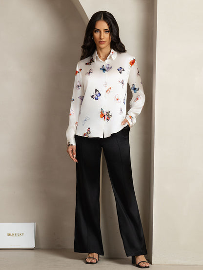 Rosstef Butterfly Print Long Sleeve Bluz