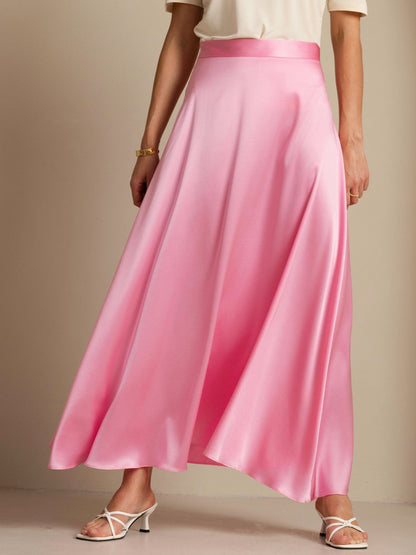 Rosstef 19Momme Silk A Line Maxi Skirt with Lining