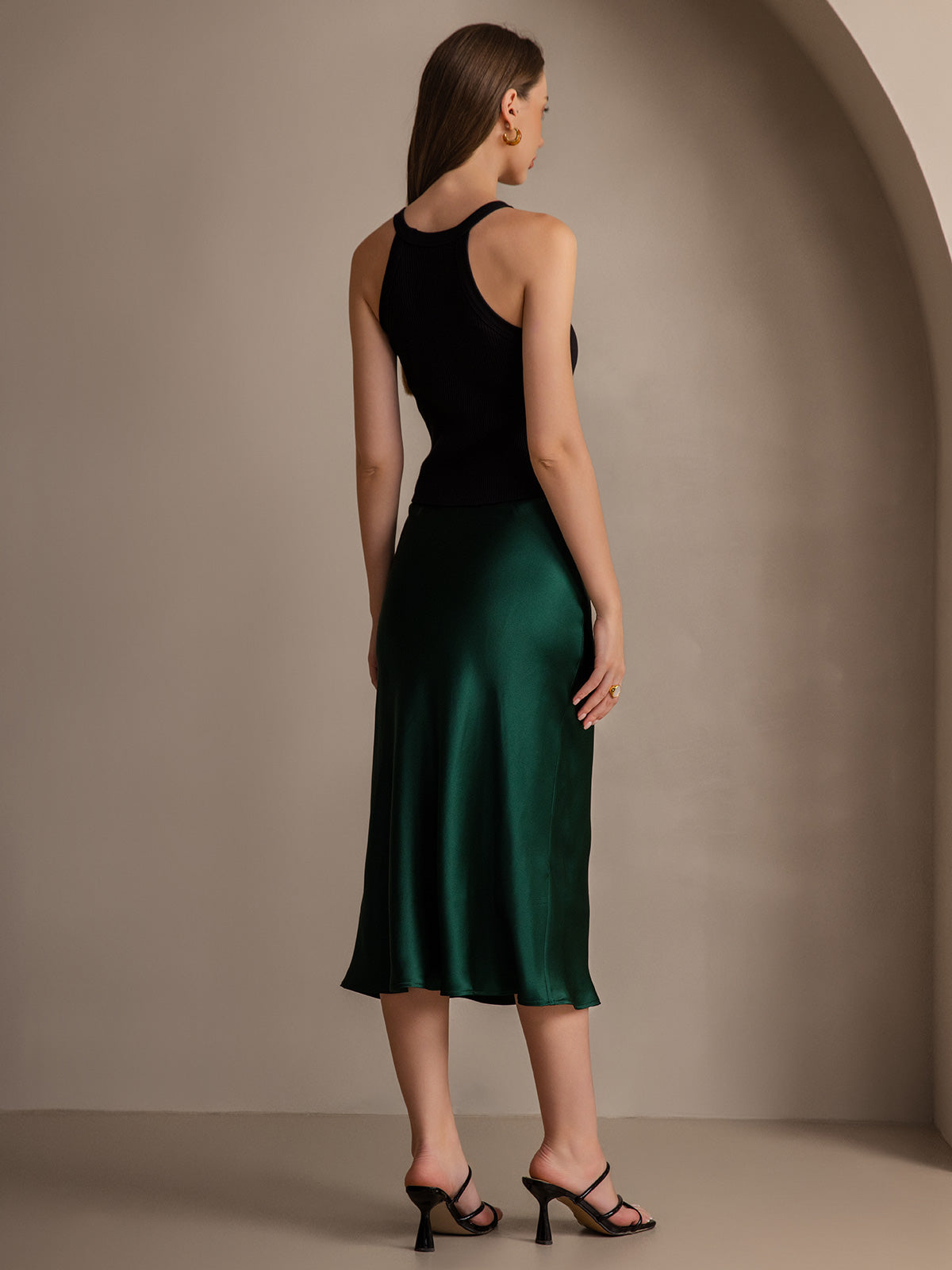 Rosstef 100% Mulberry Silk Stretch Long Straight Skirt