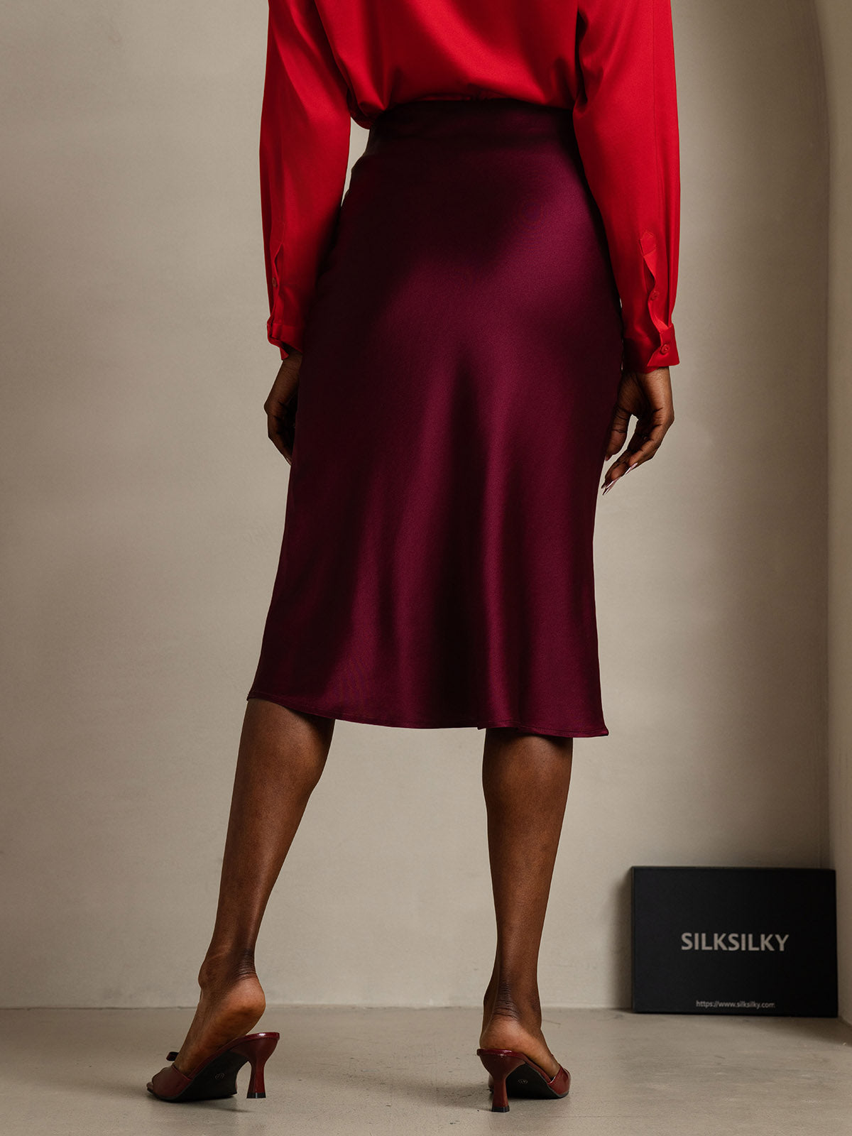 Rosstef 100% Mulberry Silk Stretch Long Straight Skirt