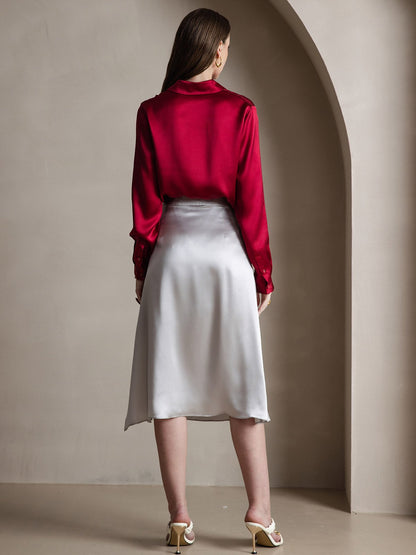 Rosstef 19 Momme Silk Long Sleeve Lapel Collar Kadın Şortu