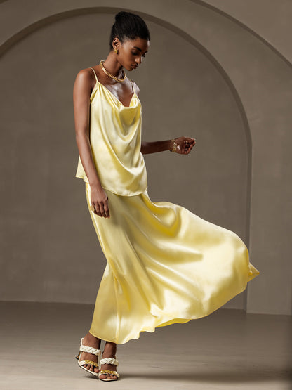 Rosstef 19Momme Silk A Line Maxi Skirt with Lining
