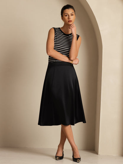 Rosstef Silk A-Line Midi Skirt with Pockets