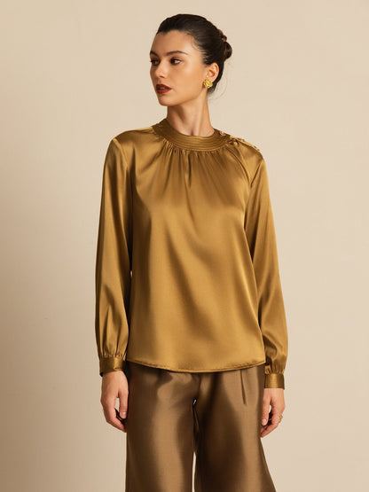 Rosstef 19Momme Silk Kadın Uzun Kollu Bluzu