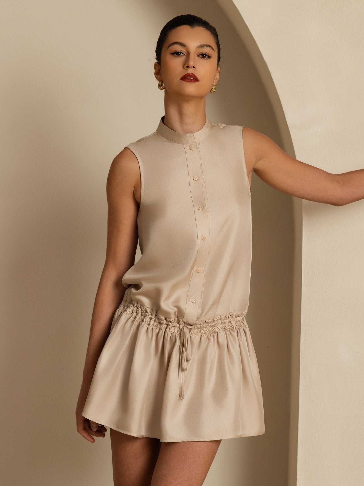 Rosstef Pure Silk Sleeveless Short Dress