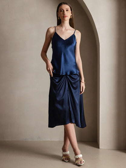 Rosstef 100% Mulberry Silk Spaghetti Strap V Neck Camisole Top