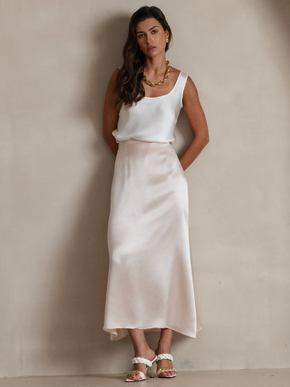 Rosstef 100% Mulberry Silk U Çıkıntılı Tank Top