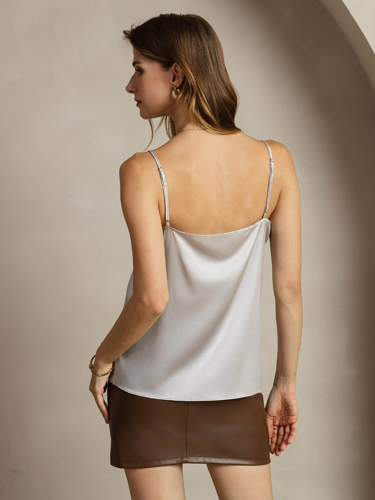 Rosstef 19Momme Silk Spaghetti Strap Round Neck Camisol