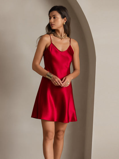 Rosstef Pure Silk Spaghetti Strap Short Dress