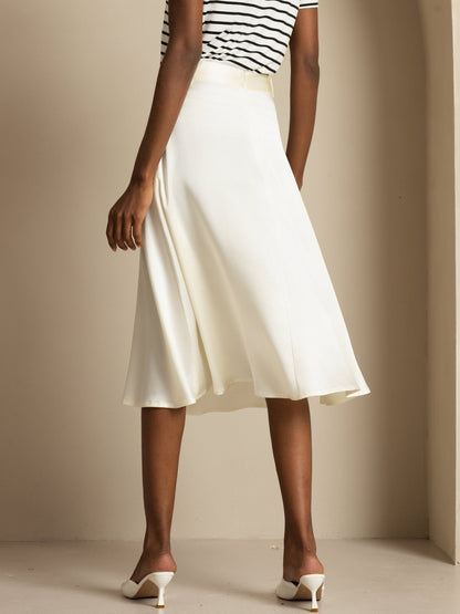 Rosstef Silk A-Line Midi Skirt with Pockets