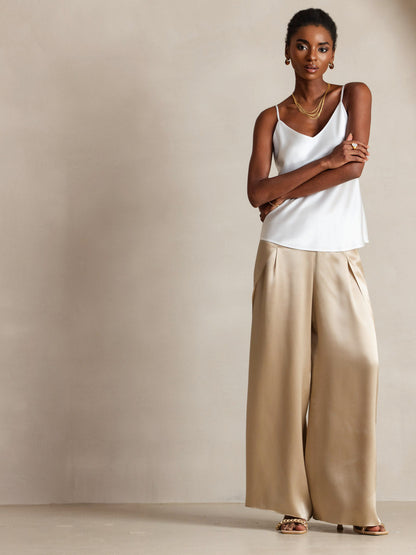 Rosstef 100% Mulberry Silk Spaghetti Strap V Neck Camisole Top