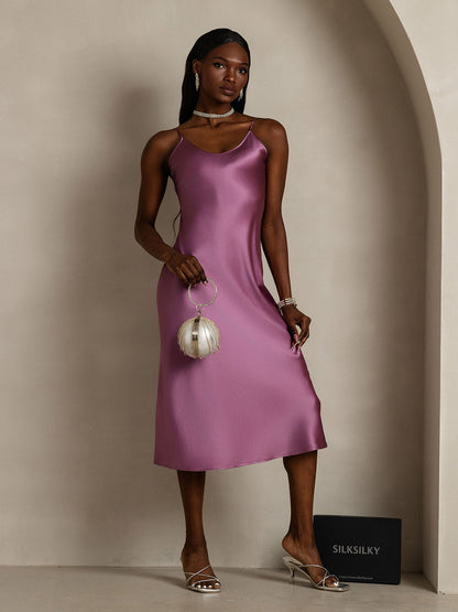 Rosstef 100% Mulberry Silk Spaghetti Strap Midi Long Dress