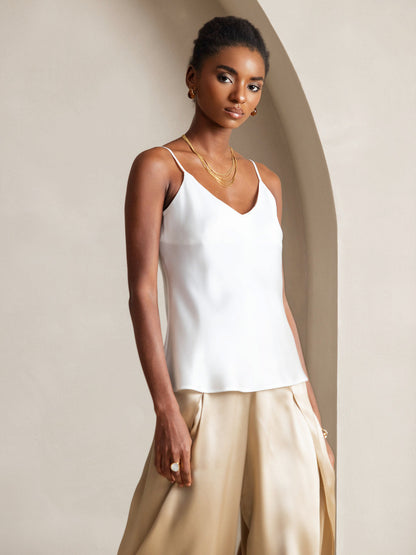 Rosstef 100% Mulberry Silk Spaghetti Strap V Neck Camisole Top