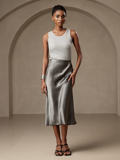 Rosstef 100% Mulberry Silk Stretch Long Straight Skirt