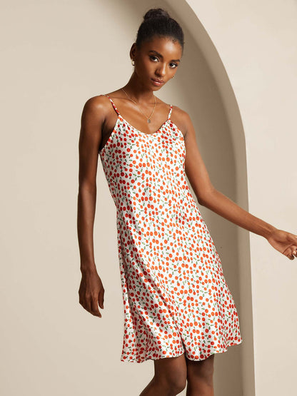 Rosstef Cherry Print Kısa Mini GİYİM