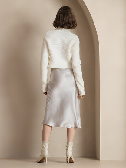 Rosstef 100% Mulberry Silk Stretch Long Straight Skirt