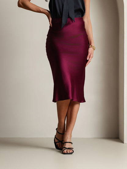 Rosstef 100% Mulberry Silk Stretch Long Straight Skirt
