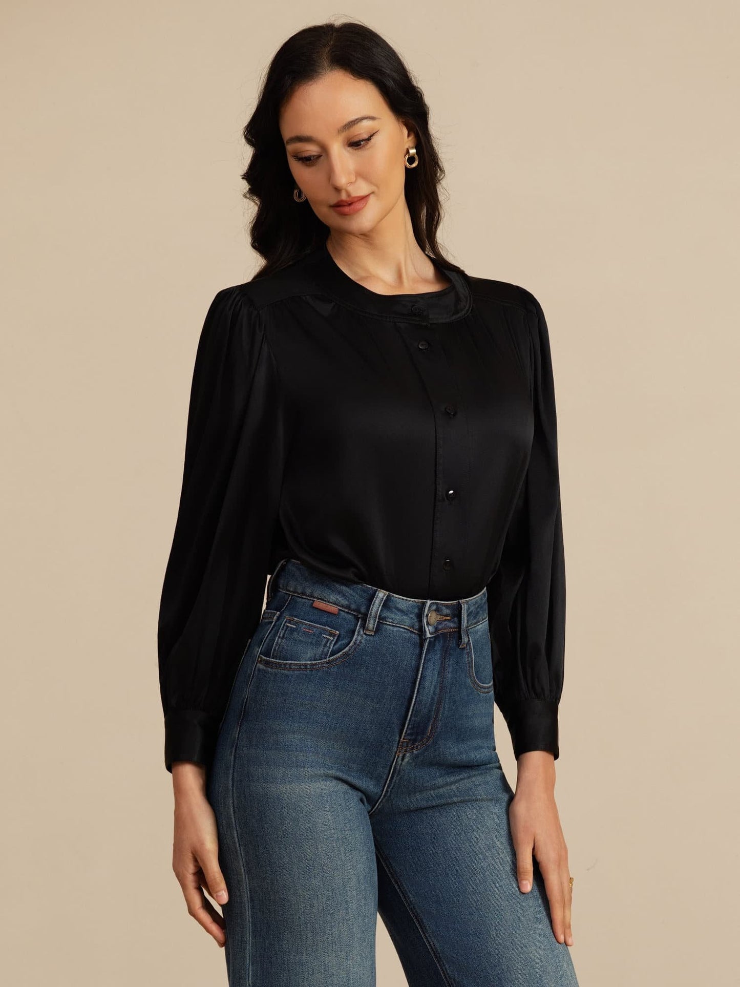 Rosstef 19Momme Stretch Silk Charmeuse Blouse