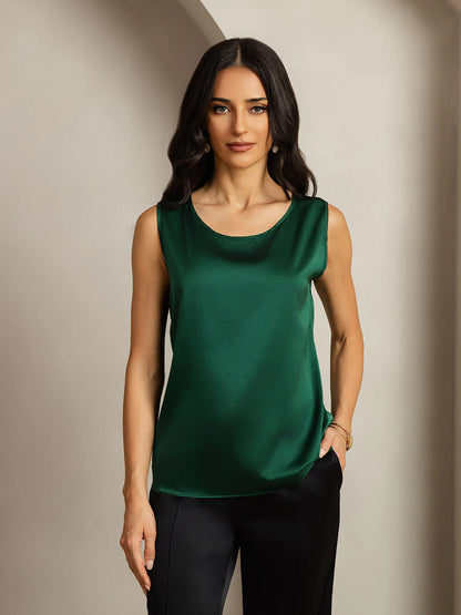 Rosstef 19Momme Silk Sleeveless Round Neck Women's Tank Top