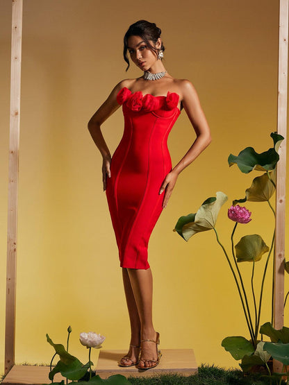 Rosstef Flower Bandage Midi Dress