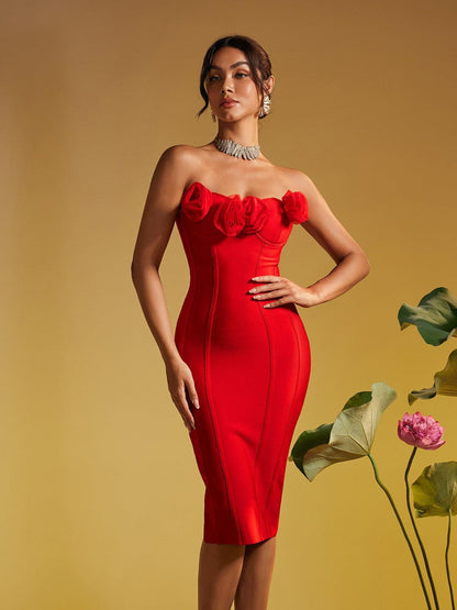 Rosstef Flower Bandage Midi Dress