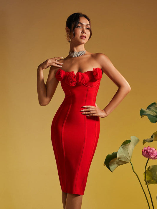 Rosstef Flower Bandage Midi Dress