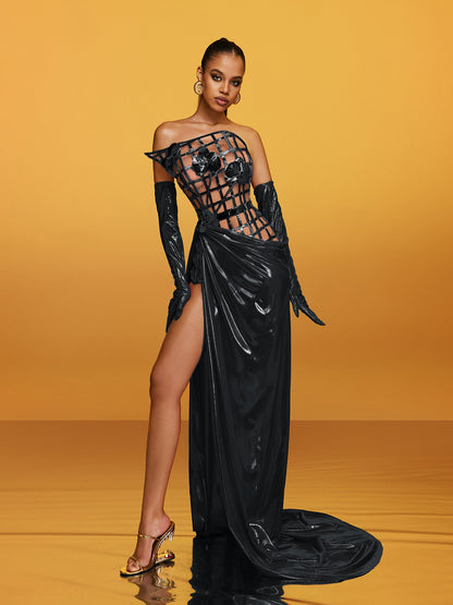 Rosstef Metallic Florale Maxi Giyinme