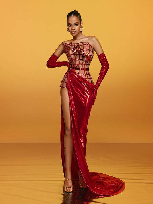 Rosstef Metallic Flower Maxi Gündüz Giyimi