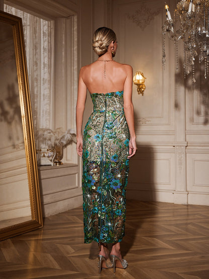 Rosstef Agron Flower Embroidered Sequin Dress