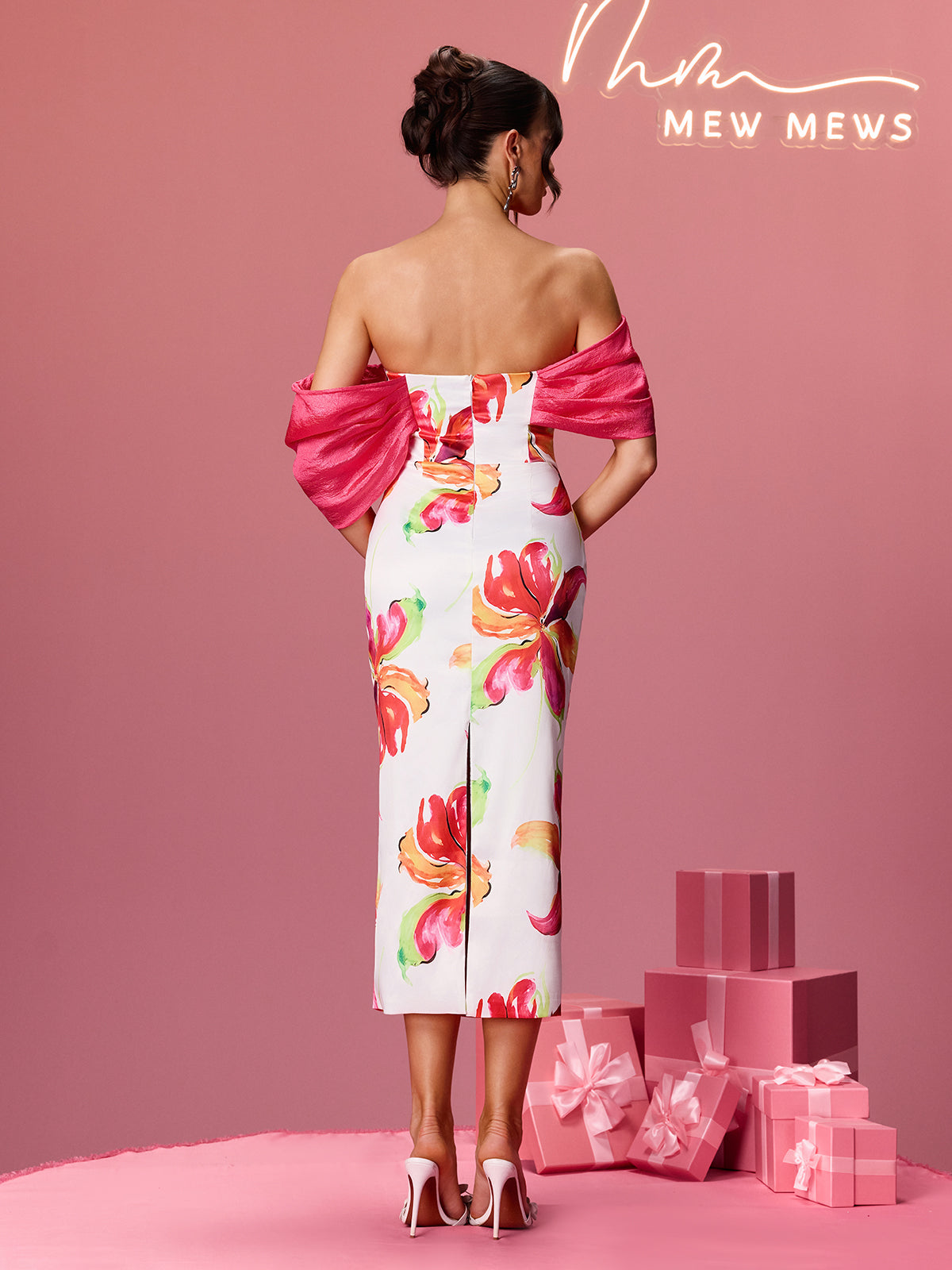 Rosstef Floral Satin Midi Dress