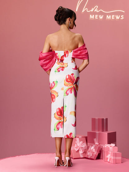 Rosstef Floral Satin Midi Dress