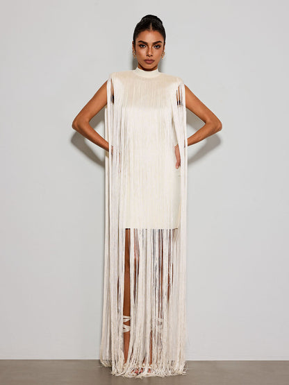 Arvixen Sleeveless Fringe Maxi Dress