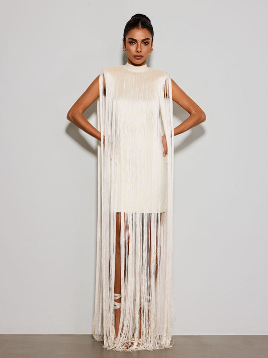 Arvixen Sleeveless Fringe Maxi Dress