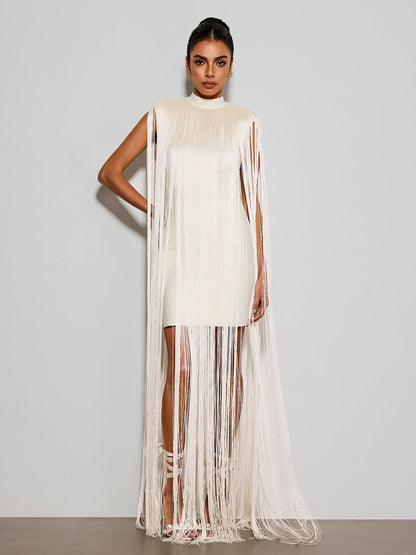 Arvixen Sleeveless Fringe Maxi Dress