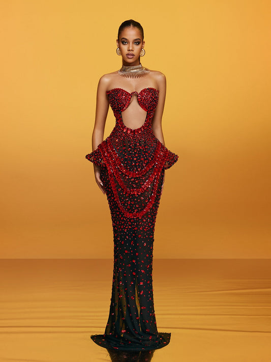 Rosstef Wine Crystal Maxi Gown