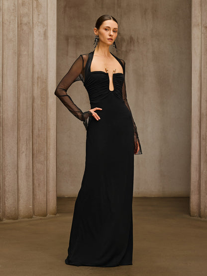 Asthenor Long Sleeve Ruched Maxi Dress