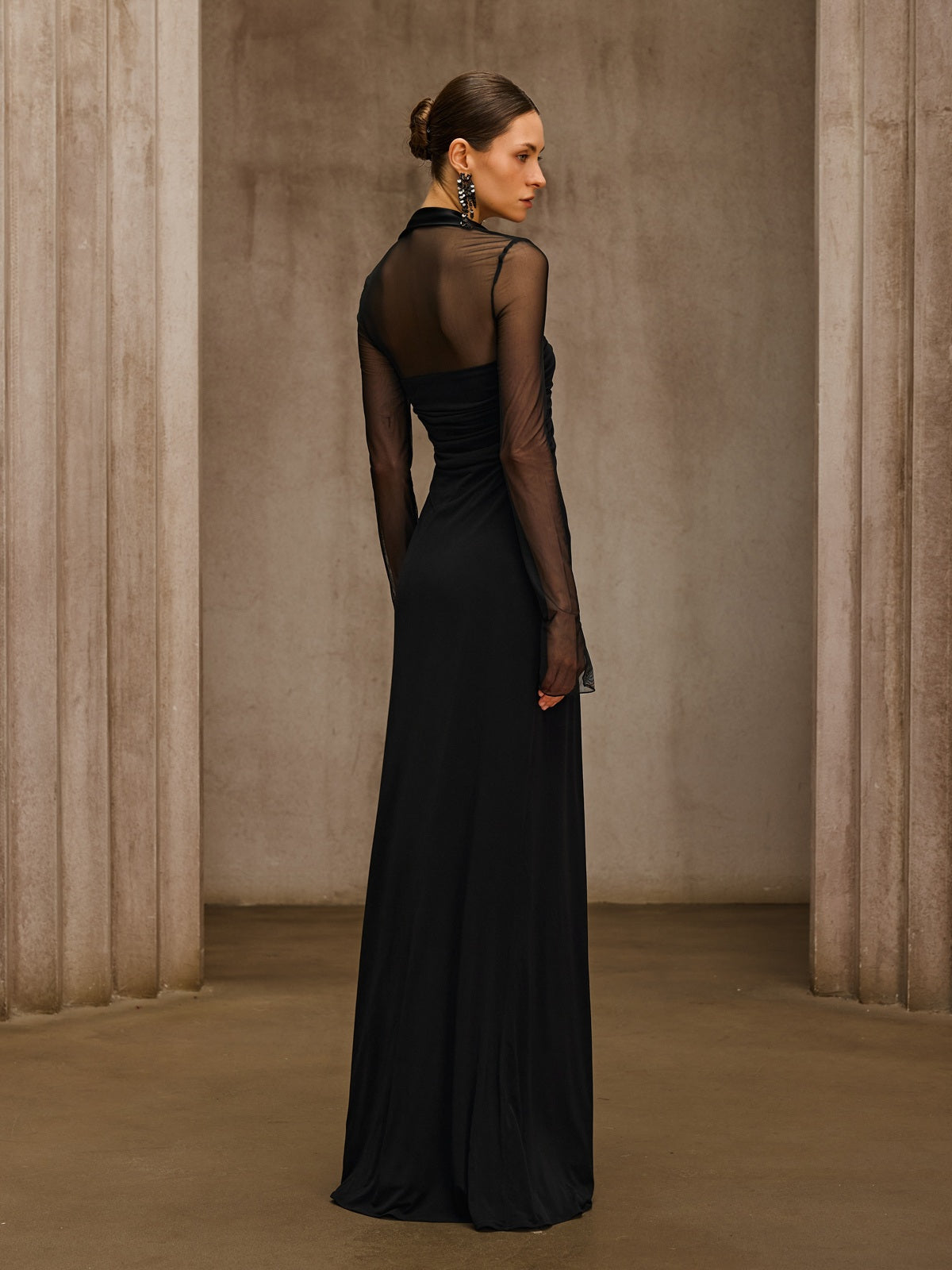 Asthenor Long Sleeve Ruched Maxi Dress
