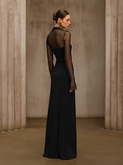 Asthenor Long Sleeve Ruched Maxi Dress