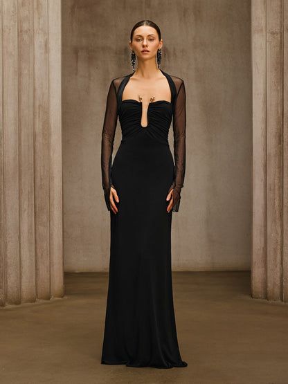 Asthenor Long Sleeve Ruched Maxi Dress