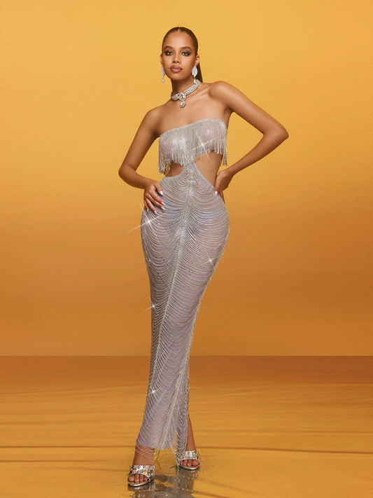 Rosstef Kısa Etek Fringe Maxi Dress