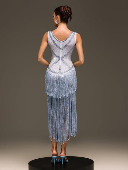 Rosstef Crystal Fringe Midi Giyin