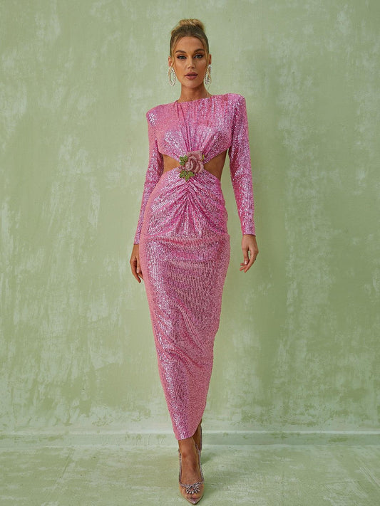 Rosstef Sequin Maxi Gown Pink