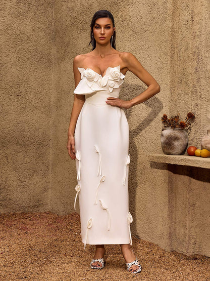 Bavelyx Strapless Flower Maxi Dress