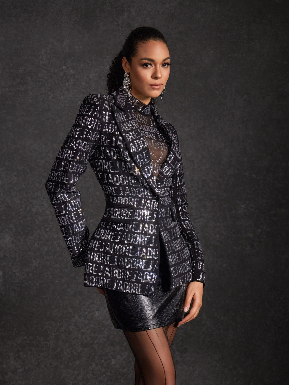 Behitha Lapel Rhinestone Blazer