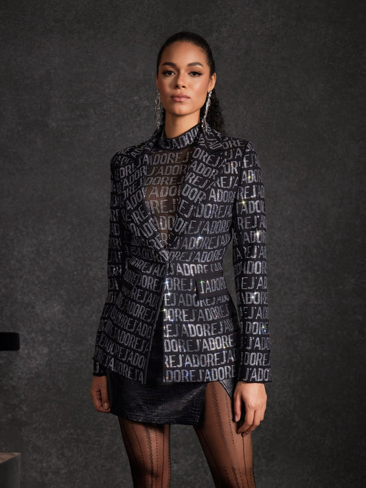 Behitha Lapel Rhinestone Blazer