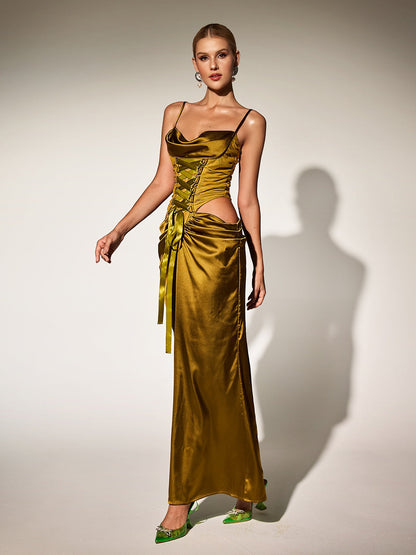 Bellissa Spaghetti Cutout Maxi Dress