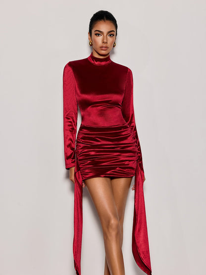 Rosstef Mini Dress - Açık Arkalı Rüçed Gümüş