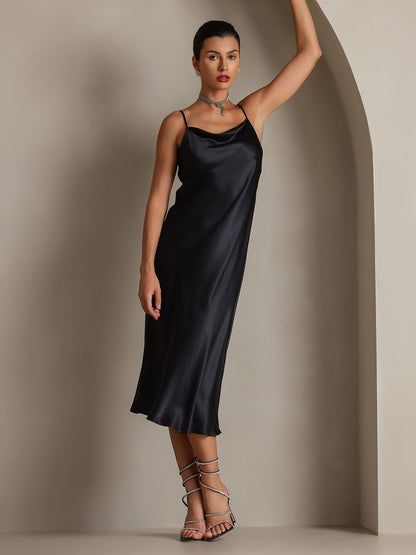 Rosstef Pure Silk Cowl Neck Midi Dress