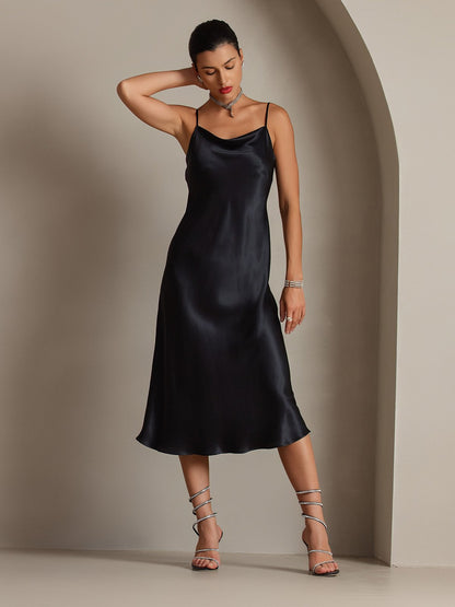 Rosstef Pure Silk Cowl Neck Midi Dress